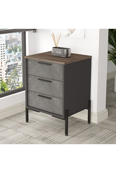 Robin Home Berlin C Ofis Keson Metal Ayaklı Kahve Beton Antrasit Vs3-cga