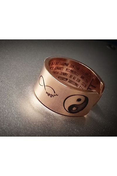 DA Cooper Design Copper Ring Life - Yin Yang - Shri Yantra - Infinity & Number Sequence Design Copper Ring
