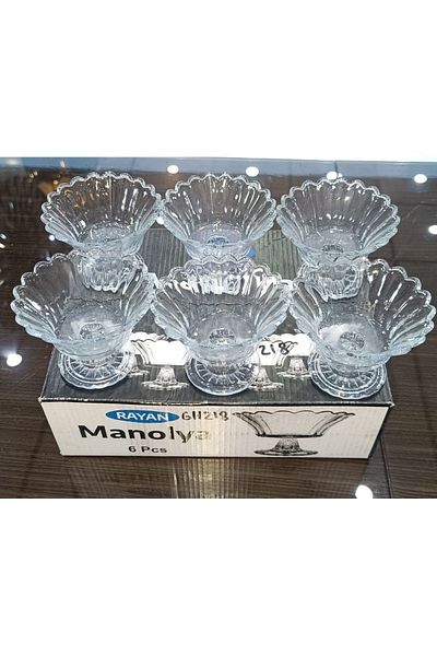 DEKOR ZÜCCACİYE HOME 6-Piece Pedestal Mini Glass Coffee Side Presentation Turkish Delight Bowl Snack Bowl Jam Bowl