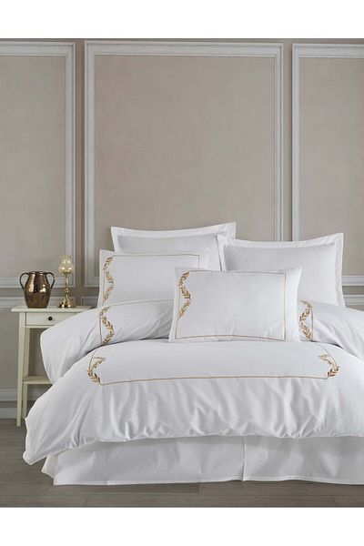 Altınbaşak Dowry 100% Cotton Urban&Chic MISHA GOLD Double Duvet Cover Set 6 Pieces "BOXED"
