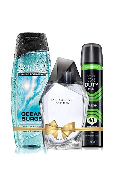 AVON Perceive Edt 100ml Erkek Parfüm Bakım Seti 8789TY78RT23Y16TR98TYTY