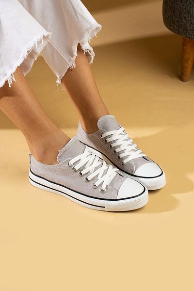 Pembe Potin Unisex Gray Sneakers Linen Sports Shoes