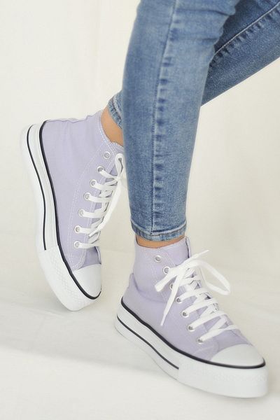 Pembe Potin Pantofi sport unisex liliac din in, cu talpă groasă