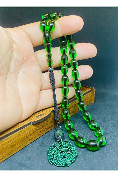 SanGümüş Yeşil Ateş kehribar 9x12 mm beyzi  kesim Ebu Sırr usta işi bakır kaz...