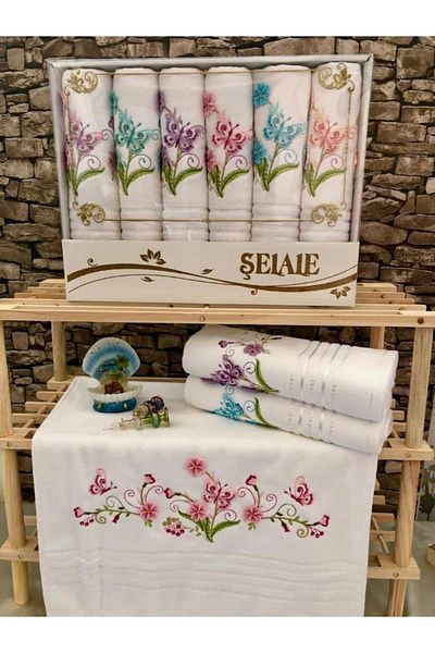 Şelale Butterfly Pattern 50x90 Velvet 3D 6 Color Luxury Towel