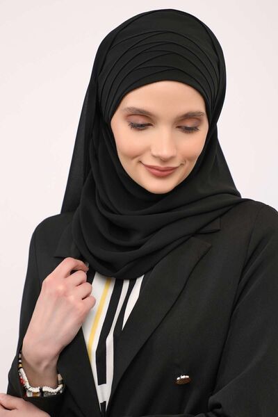 Aisha's Design Πρακτικό σάλι από σιφόν, cps-62, μαύρο, cps-62, μαύρο