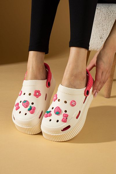 Pembe Potin Γυναικεία Μπεζ Fusya Eva Sea Beach Cook Doctor Nurse Hospital Confort Casual σανδάλια Παντόφλες