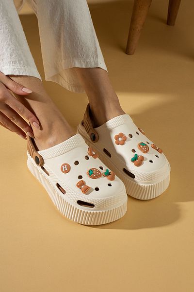 Pembe Potin Women's Beige Mink Eva Sea Beach Chef Doctor Nurse Hospital Confort Comfortable Sandals Slippers
