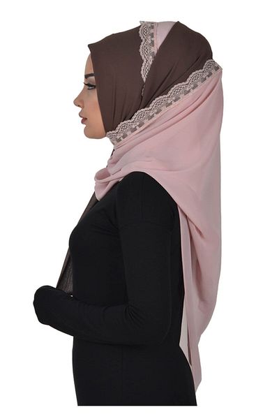 Ayşe Tasarım شال شيفون عملي، بني - بودرة، ps-23