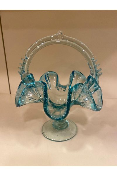PLUS HOME Turquoise Glass Colored Sugar Bowl Blowing