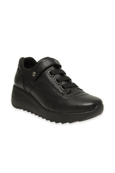 Mammamia D24KA-3490 Pantofi de damă din piele naturală neagră - Casual cu velcro