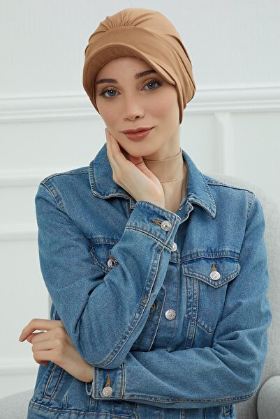 Aisha's Design Καπέλο από χτενισμένο βαμβάκι, ανοιχτό καφέ, b-30, ανοιχτό καφέ
