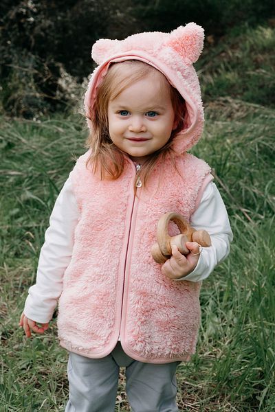 Mother Love Children's Plush Vest - Teddy with Hood, Lining and 3D Ears