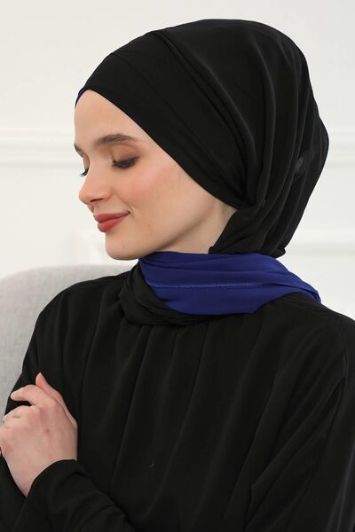 Aisha's Design Двоколірний практичний шарф з шифону з перехресним плетінням, cps-84, saks - чорний, cps-84, Saks - чорний