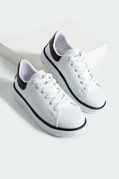 Pembe Potin Λευκό μαύρο γυναικείο αθλητικό αθλητικό παπούτσι με κορδόνια καθημερινά άνετα παπούτσια σόλας