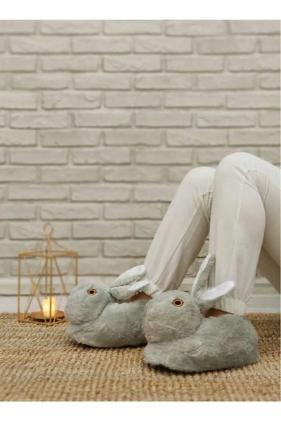 ZERDALİFE Γκρι Rabbit γυναικεία παπούτσια για το σπίτι - 111171