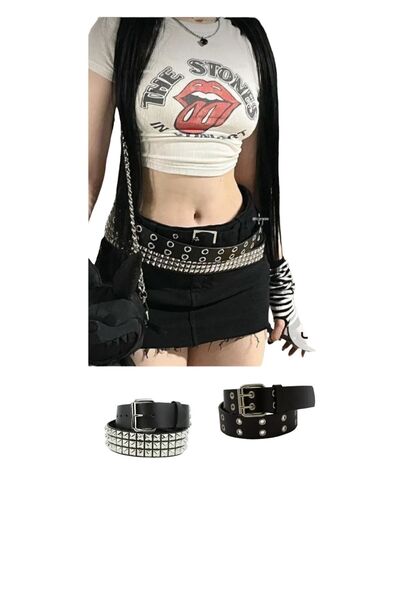 targay حزام مرصع على الطراز القوطي الشرير ميتاليكا اثنين في واحد