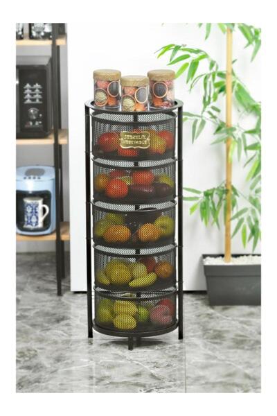 PANJI Siyah Sebzelik 5 Katlı Açılır Kapanır Paslanmaz