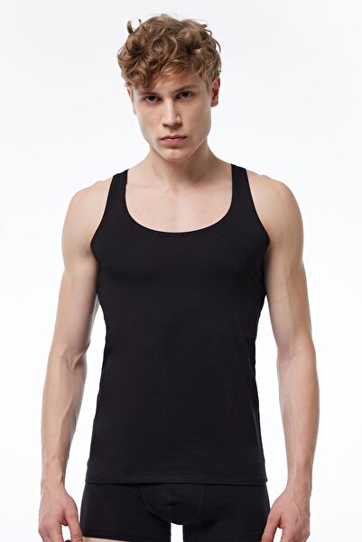 Malabadi Black Modal Tank Top - 2 Thin Straps and Non-Marking Men 013