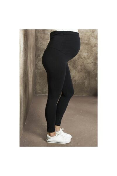 bonbonetti chocolate baby&kids Black Organic Cotton Lycra Women's Maternity Leggings - Adjustable Waist