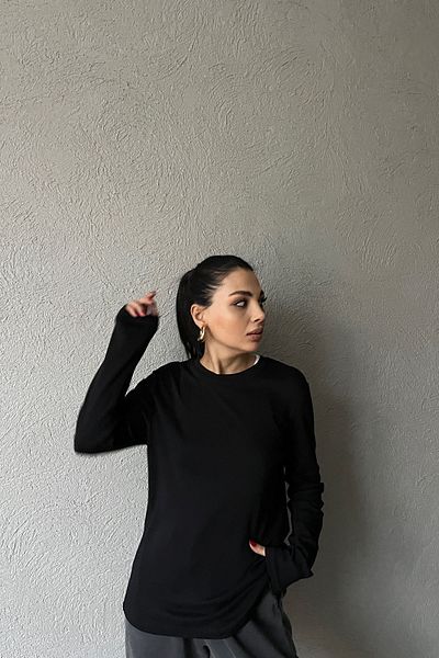 Seda Yalçın Atelier Black Long Sleeve Basic T-shirt