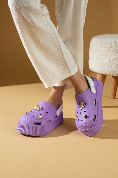 Pembe Potin Women's Lilac Eva Sea Beach Chef Doctor Nurse Hospital Confort Comfortable Sandals Slippers