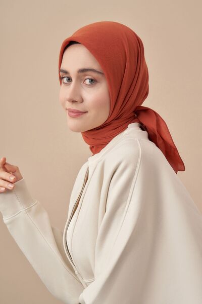 ARMANDA Brick Color Cotton Jazz Scarf
