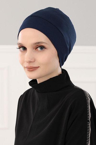 Aisha's Design Navy Blue Clogs Combed Cotton Bonnet - B-37