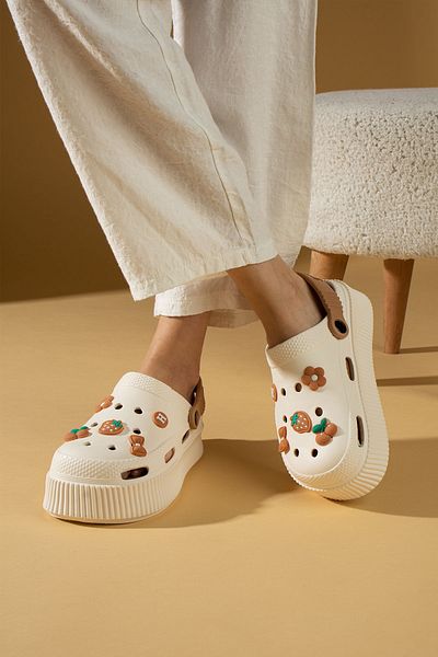 Pembe Potin Women's Beige Mink Eva Sea Beach Chef Doctor Nurse Hospital Confort Comfortable Sandals Slippers