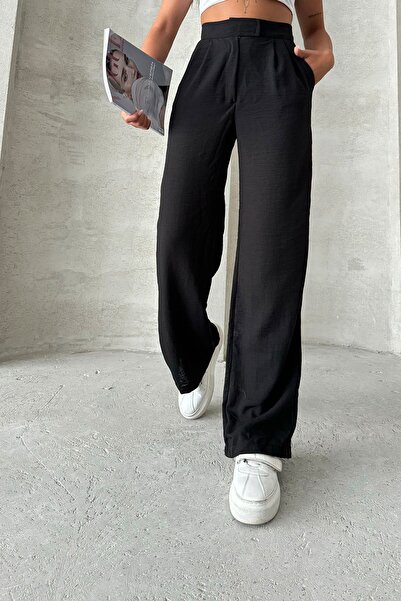 Brantu Palazzo Linen Trousers - Pockets and Pleats