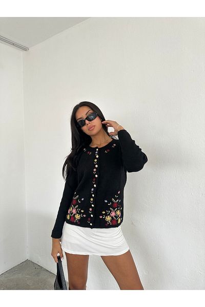Brantu Cardigan din tricotaje cu broderie cu modele florale