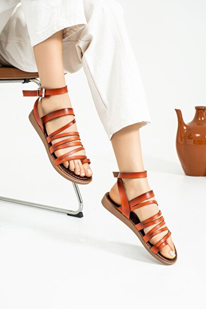 Pembe Potin Women's Orange Comfortable Poly Sole Daily Summer Basement Style Sandals