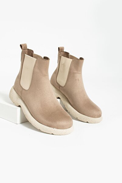 Pembe Potin Kadın Vizon Süet Rahat Termo Taban Sıcak Astar Lastikli Haşpapi Tarz Bot