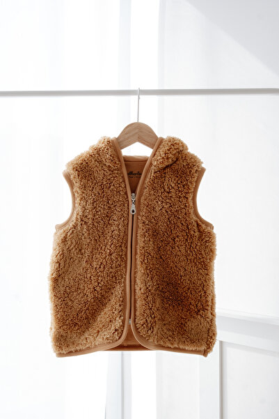 Mother Love Children's Plush Vest - Teddy with Hood, Lining and 3D Ears