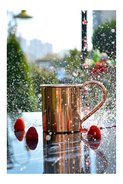 Bakır Concept Copper Mug Cup Flat Model Copper Color 500 ml Set of 2