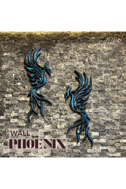 Handmade wall abstract Phoenix figure, 2-piece, designed in turquoise - Exquisite Original Design