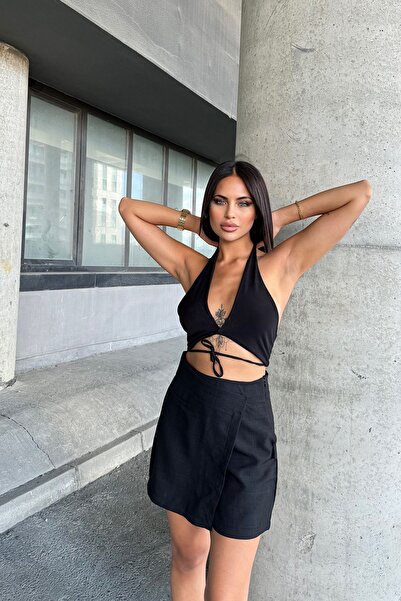 Brantu Асиметрична спідниця-шорти з льону з високою талією