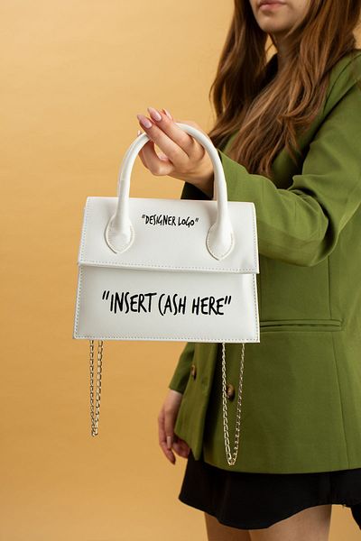 Pembe Potin Women's White Style Written Daily Night Hand Shoulder Bag