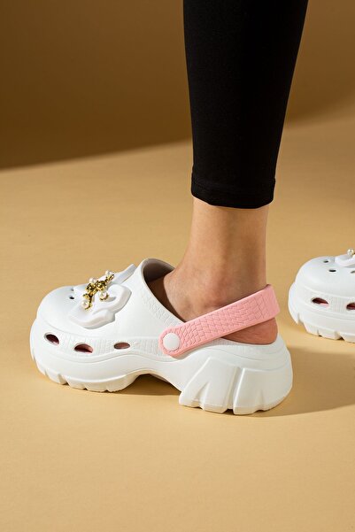 Pembe Potin Women's White Powder Eva Sea Beach Doctor Nurse Hospital Confort Comfortable Sandals Slippers