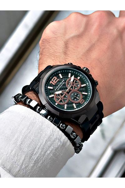Navimarine Men's Wristwatch and Bracelet with Gift - Black Silicone Cord