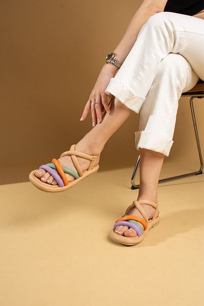 Pembe Potin Sandale multicolore multicolore Nut Liliac pentru femei