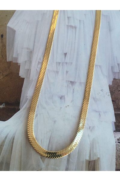 ACCESSORIES WORLD Steel Gold Italian Chain Necklace
