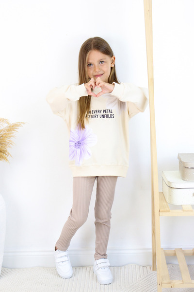 e-çocuk Every Petal Printed Set for Girl - Top and Bottom Set 6646