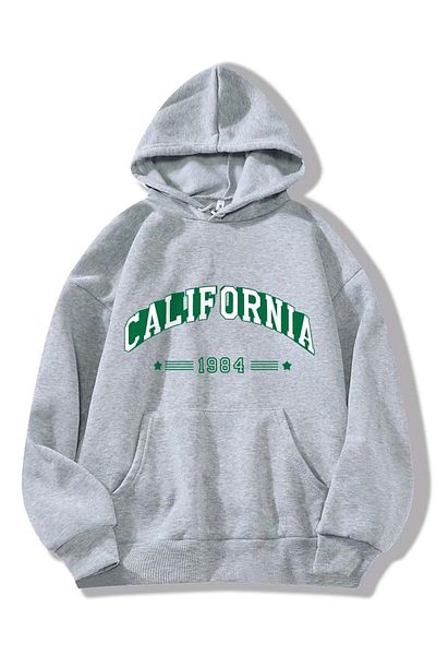 Trendseninle Φούτερ Unisex Grey California 1984 με στάμπα μεγάλου μεγέθους