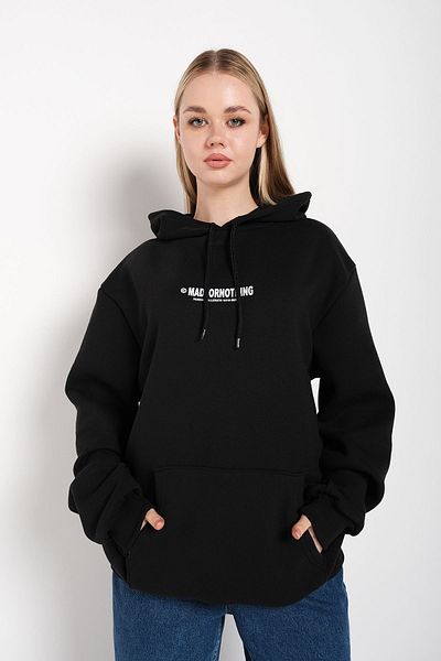 Trendseninle Γυναικείο φούτερ με στάμπα, Black Mad For Nothing, Oversize με κουκούλα