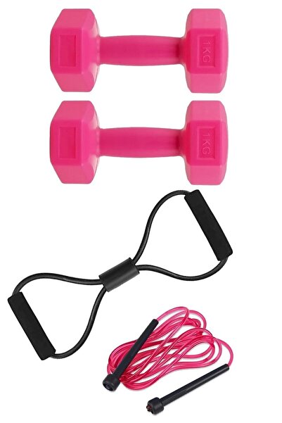 Tosima Evde Egzersiz Seti 2 X 1 Kg Dambıl Sekizgen Direnç Lastiği Ve Atlama I...