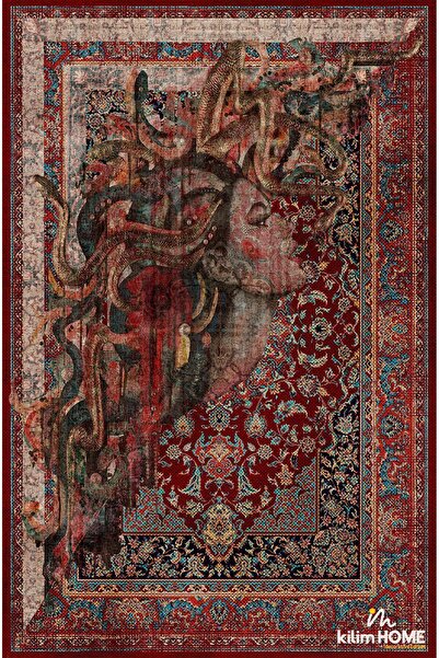 kilim home Mars123 Etnik Anadolu Halı Üzerine Kadın Suratı Dekoratif Salon Ha...