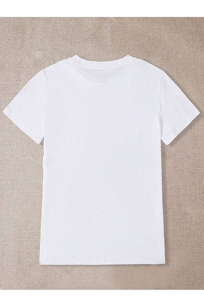 Trendseninle Γυναικείο μπλουζάκι White Milano Printed Oversize