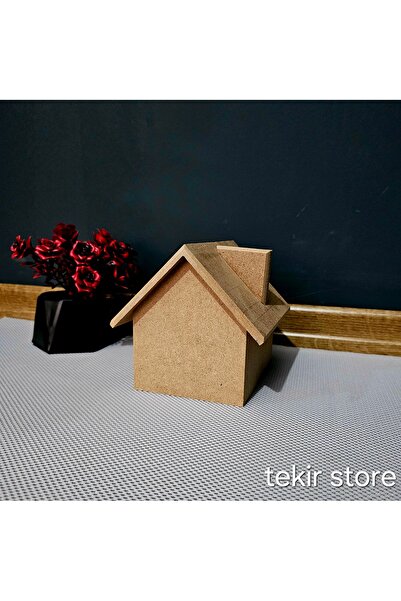 Tekir Ahşap Kumbara Hobi Ham Boyama MDF Ev Model