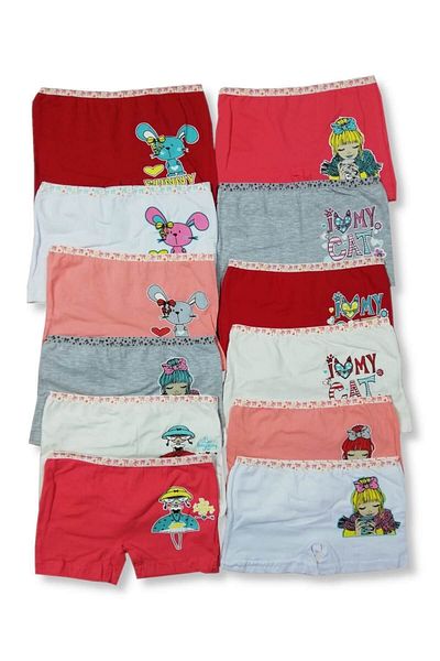 bonbonetti chocolate baby&kids Σετ 12 πολύχρωμα ροζ κοριτσίστικα μπόξερ με στάμπα Lycra